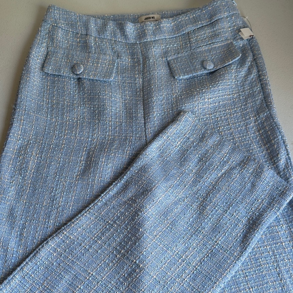 Jason Wu Blue Tweed Straight Leg Pants - Picture 1 of 6